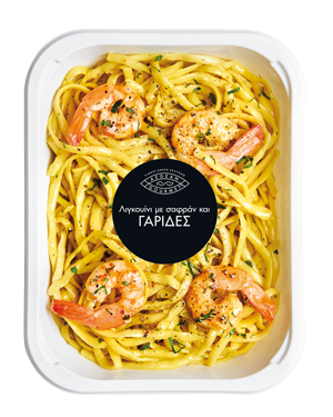 Λιγκουίνι με σαφράν ​​​​​​​και γαρίδες